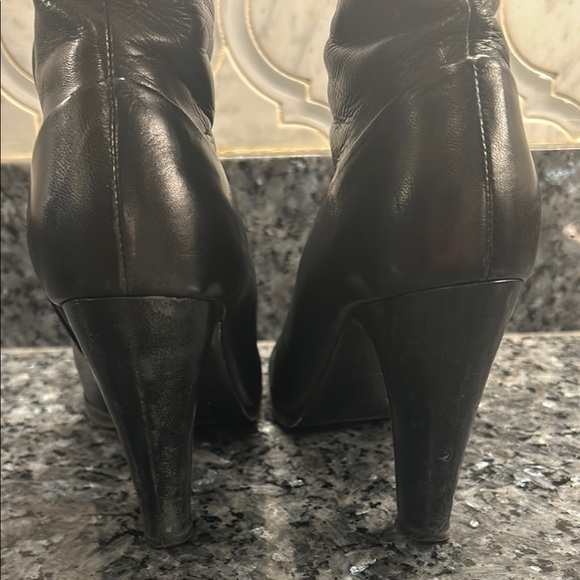 Prada Black Leather Heeled 3” Boots Women’s size 36.5 (6.5) - Picture 4 of 13